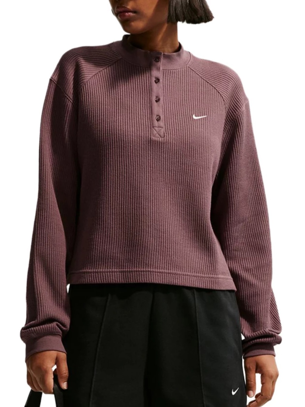 NWT Nike Sportswear Chill Waffle Long Sleeve Henley Top
